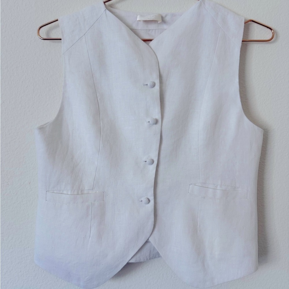 Posse White Linen Button-Up Vest XS